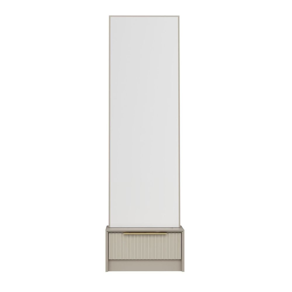 Specchio con base cassetto Kale colore cashmere effetto cannettato