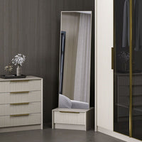 Specchio con base cassetto Kale colore cashmere effetto cannettato