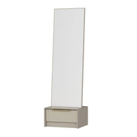 Specchio con base cassetto Kale colore cashmere effetto cannettato