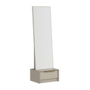 Specchio con base cassetto Kale colore cashmere effetto cannettato