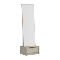 Specchio con base cassetto Kale colore cashmere effetto cannettato