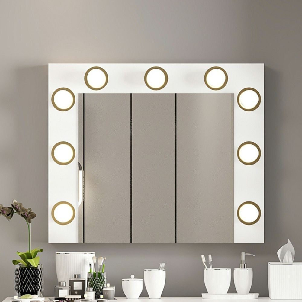 Specchio trucco Armin colore bianco con luci LED lampadine non incluse