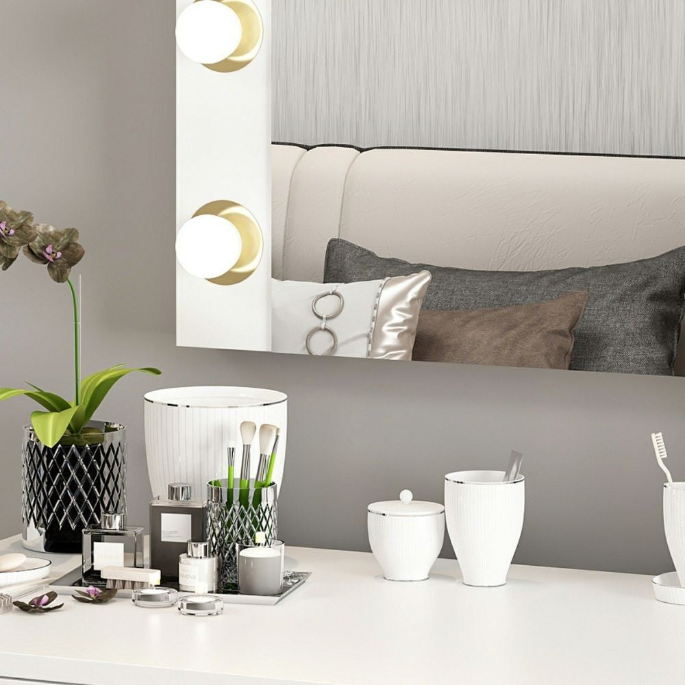 Specchio trucco Armin colore bianco con luci LED lampadine non incluse