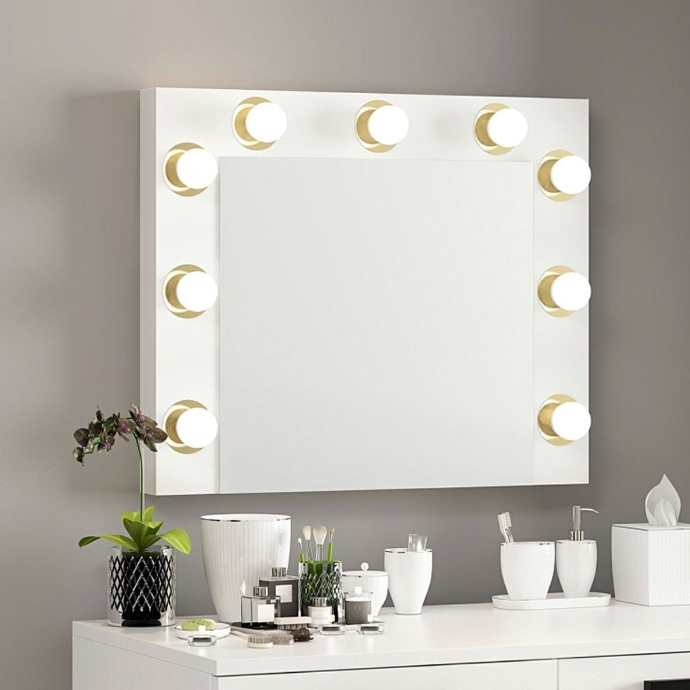 Specchio trucco Armin colore bianco con luci LED lampadine non incluse