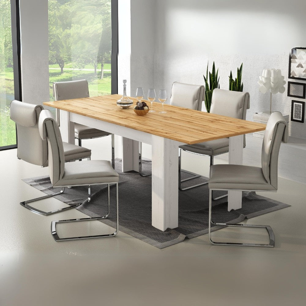 Tavolo allungabile Anthony 160x88x75 H cm con piano rovere wotan e struttura anderson pine stile shabby