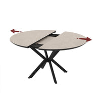 Tavolo allungabile Dobok con allunga 34 cm colore piano colore cashmere e gambe in metallo nero