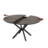 Tavolo allungabile Dobok con allunga 34 cm colore piano effetto marmo brown lucido e gambe in metallo nero