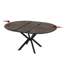 Tavolo allungabile Dobok con allunga 34 cm colore piano effetto marmo brown lucido e gambe in metallo nero
