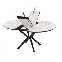 Tavolo allungabile Dobok con allunga 34 cm colore piano effetto marmo opaco e gambe in metallo nero
