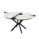 Tavolo allungabile Dobok con allunga 34 cm colore piano effetto marmo opaco e gambe in metallo nero