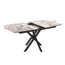 Tavolo allungabile Filis piano effetto marmo arabesque gold lucido e gambe in metallo nero