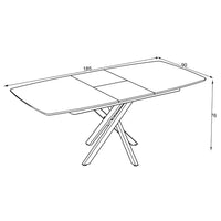 Tavolo allungabile Filis piano effetto marmo arabesque gold lucido e gambe in metallo nero
