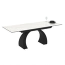 Tavolo allungabile Libra con piano in ceramica effetto marmo bianco e gambe nere