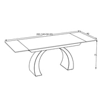 Tavolo allungabile Libra con piano in ceramica effetto marmo bianco e gambe nere