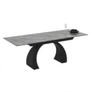 Tavolo allungabile Libra con piano in ceramica effetto marmo grigio e gambe nere