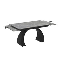 Tavolo allungabile Libra con piano in ceramica effetto marmo grigio e gambe nere