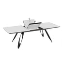 Tavolo allungabile Merkur con top bianco frassinato e gambe colore nero