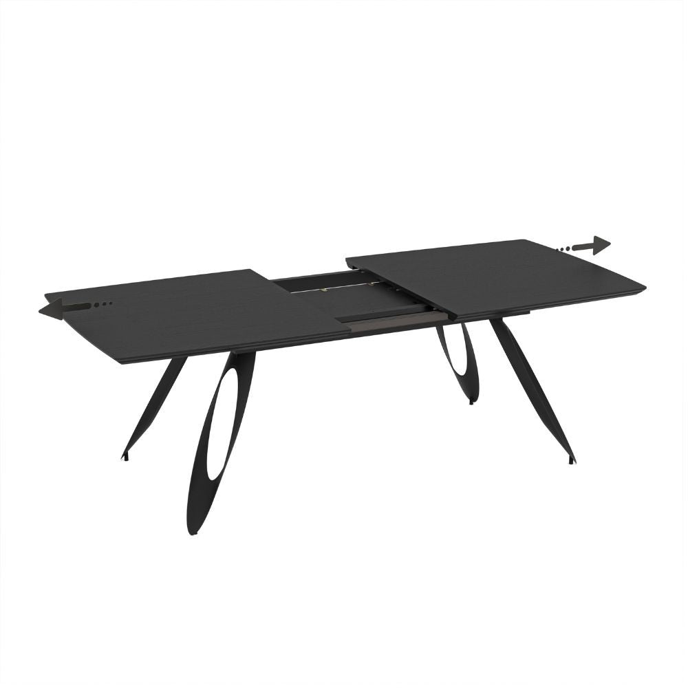 Tavolo allungabile Merkur con top e gambe colore nero
