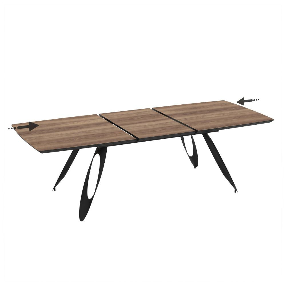 Tavolo allungabile Merkur con top rovere hazar frassinato e gambe colore nero