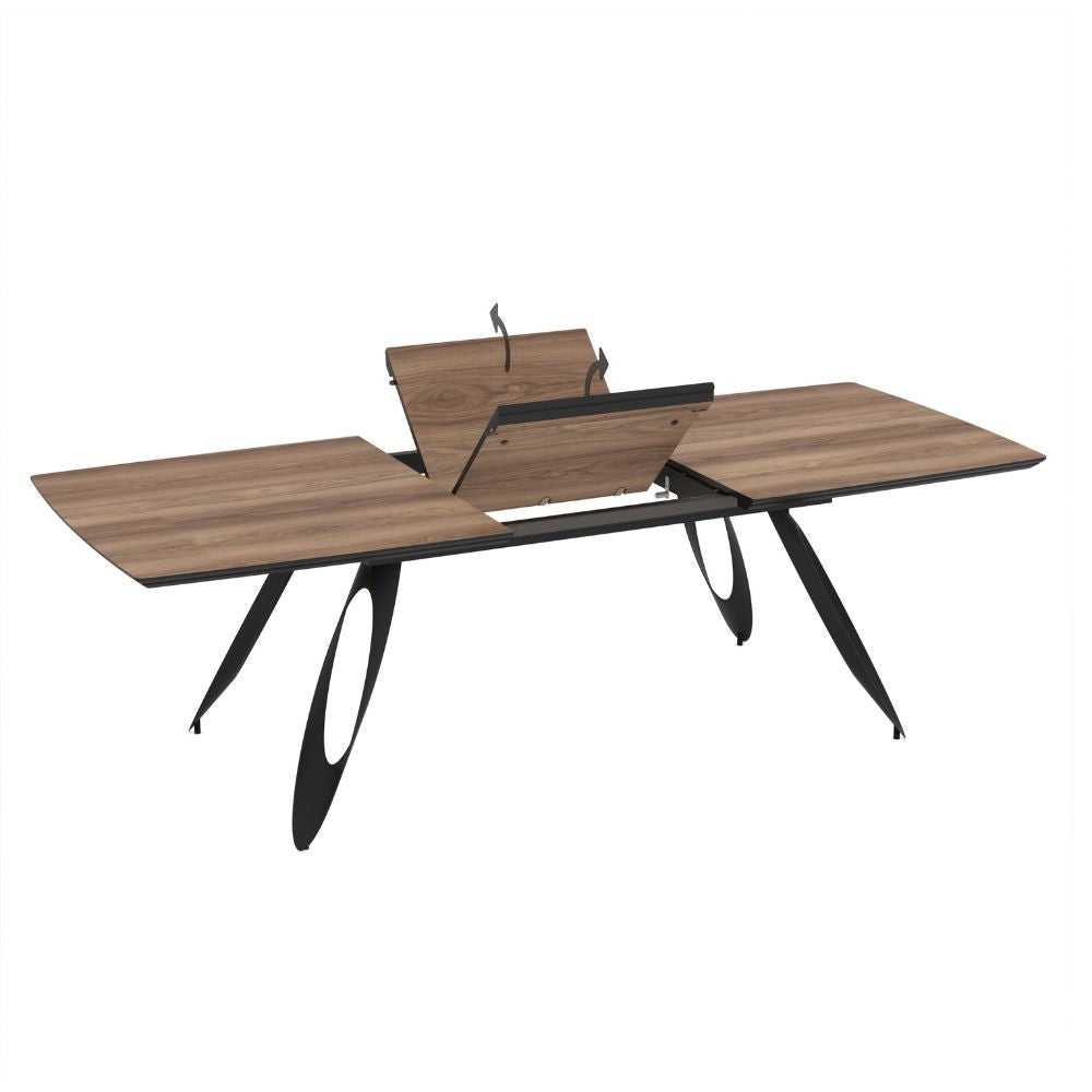 Tavolo allungabile Merkur con top rovere hazar frassinato e gambe colore nero