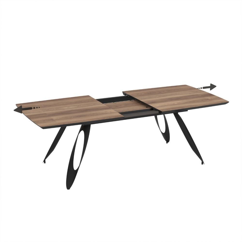 Tavolo allungabile Merkur con top rovere hazar frassinato e gambe colore nero