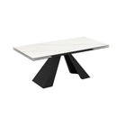 Tavolo allungabile Monza con top in ceramica effetto marmo bianco e gambe nere