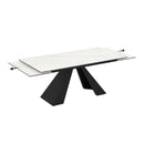 Tavolo allungabile Monza con top in ceramica effetto marmo bianco e gambe nere