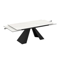 Tavolo allungabile Monza con top in ceramica effetto marmo bianco e gambe nere