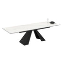 Tavolo allungabile Monza con top in ceramica effetto marmo bianco e gambe nere