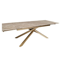 Tavolo allungabile Nefti con top in ceramica colore marrone atene lucido con gambe dorate