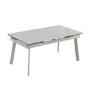 Tavolo allungabile Presena in ceramica colore bianco effetto marmo lucido e gambe metallo bianche