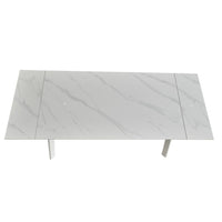 Tavolo allungabile Presena in ceramica colore bianco effetto marmo lucido e gambe metallo bianche