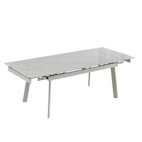 Tavolo allungabile Presena in ceramica colore bianco effetto marmo lucido e gambe metallo bianche