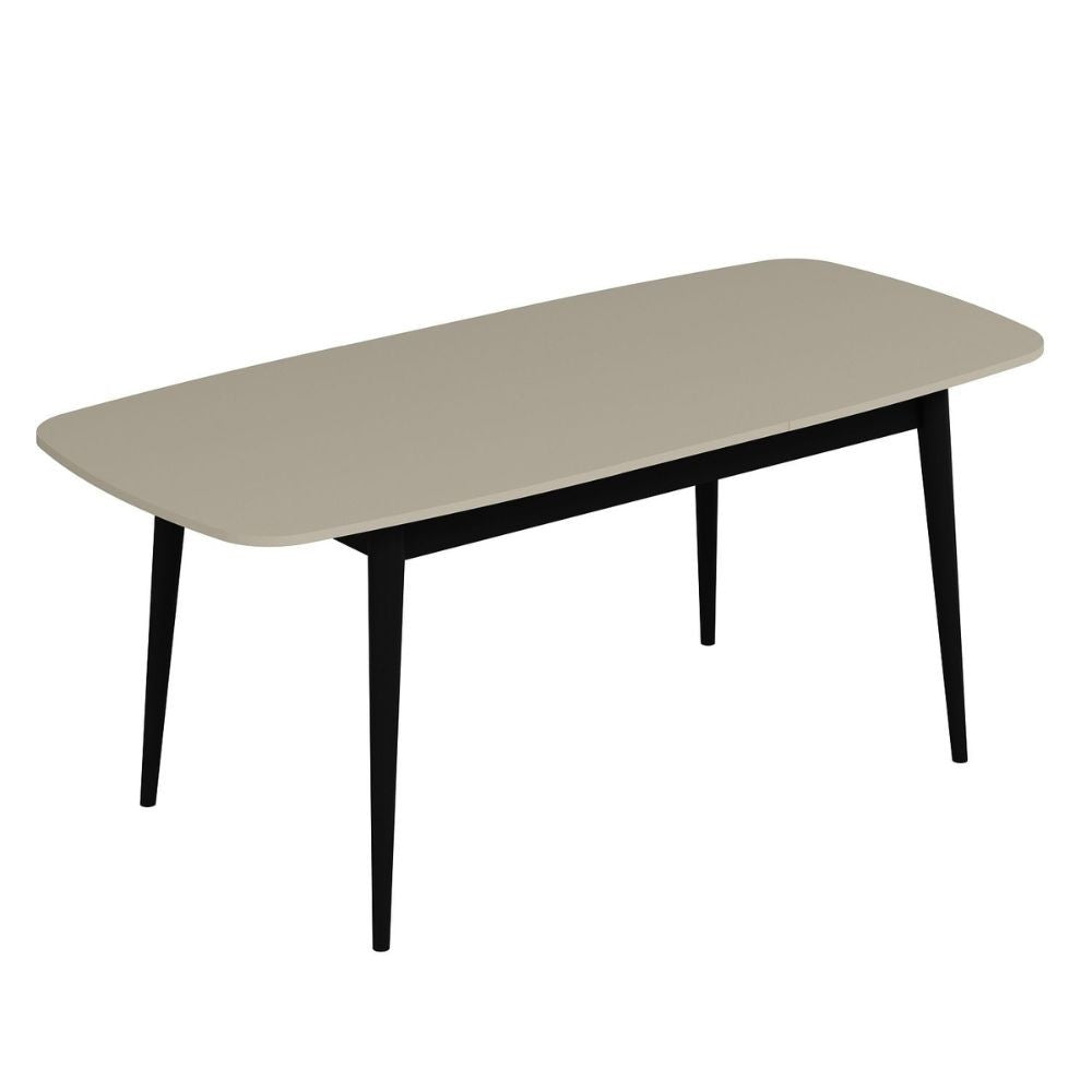Tavolo allungabile Prime con top colore cashmere e gambe in metallo nero
