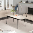 Tavolo allungabile Prime con top colore cashmere e gambe in metallo nero