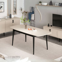 Tavolo allungabile Prime con top colore cashmere e gambe in metallo nero