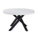 Tavolo allungabile Raven con piano colore bianco opaco e gambe in metallo nero