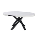 Tavolo allungabile Raven con piano colore bianco opaco e gambe in metallo nero