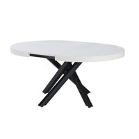 Tavolo allungabile Raven con piano colore bianco opaco e gambe in metallo nero