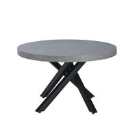 Tavolo allungabile Raven con piano colore cemento e gambe in metallo nero