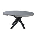 Tavolo allungabile Raven con piano colore cemento e gambe in metallo nero