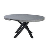 Tavolo allungabile Raven con piano colore cemento e gambe in metallo nero