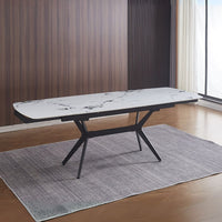 Tavolo allungabile Riley con piano in ceramica effetto marmo bianco lucido