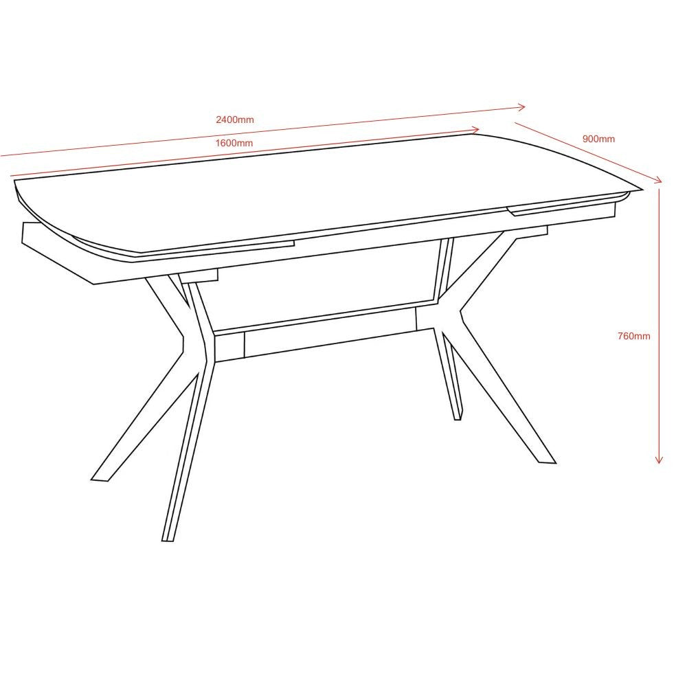Tavolo allungabile Riley con piano in ceramica effetto marmo bianco lucido