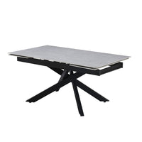 Tavolo allungabile Trivia con piano larice beige e gambe in metallo nero