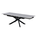 Tavolo allungabile Trivia con piano larice beige e gambe in metallo nero