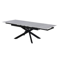Tavolo allungabile Trivia con piano larice beige e gambe in metallo nero