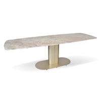 Tavolo allungabile Vesta con top in ceramica colore marrone atene lucido e gambe dorate