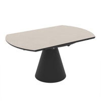Tavolo allungabile Yandan con piano colore cashemere con gamba nera