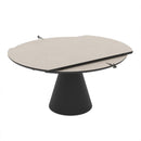 Tavolo allungabile Yandan con piano colore cashemere con gamba nera